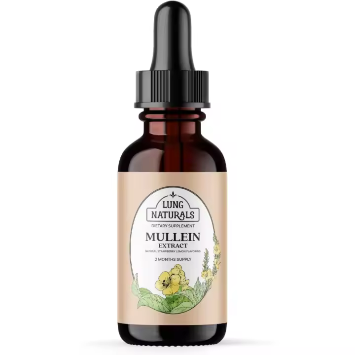 Lung Naturals Drops Lungs, extracto concentrado de hoja de gordolobo 10:1 para la salud respiratoria, sabor natural a fresa y limón, - 1