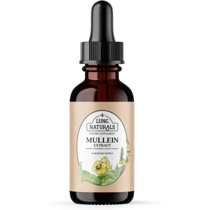 Lung Naturals Drops Lungs, extracto concentrado de hoja de gordolobo 10:1 para la salud respiratoria, sabor natural a fresa y limón, - 1