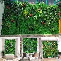 40x60cm planta artificial césped alfombra falsa fondo colgante de pared hojas de eucalipto estera de hierba vegetación decoración del jardín del hogar - details 0