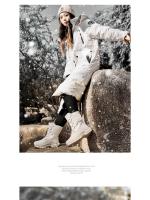 Botas de nieve impermeables para mujer, botines de piel cálida, con plataforma, color negro, a la moda, Invierno - details 16