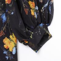 Vestido con estampado para mujer, Falda larga con cuello en V y manga larga, ideal para verano, 2024 - details 2