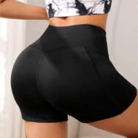 Pantalones cortos de yoga de cintura alta para mujer, pantalones cortos de yoga suaves de cintura cruzada, pantalones cortos deportivos de yoga de color puro de tela de poliéster - details 9