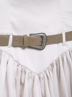 TRAFZA 2025 verano mujer cuello cuadrado cinturón decorar sin mangas cremallera Sling vestidos mujeres High Street plisado Mini vestido - details 7