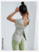 Camiseta deportiva de manga corta para mujer, Top de Fitness, ropa deportiva para Yoga, FTM, Moving Peach - details 5