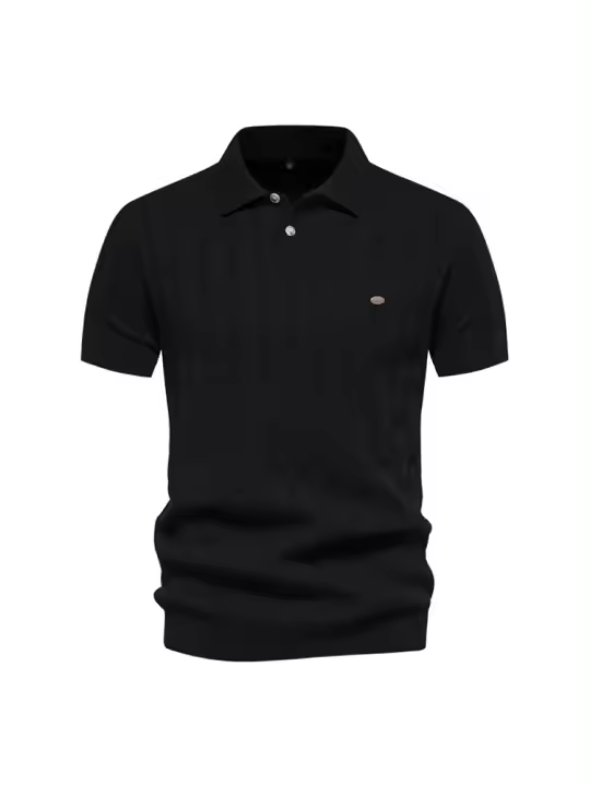 Polo de punto para hombre, manga corta y cuello vuelto, novedad - 1