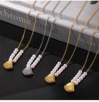 Collar de perlas elegante Colgante de concha suave Collar chapado en oro Joyería de lujo - details 7