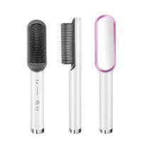 Plancha de pelo de anión 2 en 1, rizador con pantalla LCD para cabello seco/húmedo, peine eléctrico para mujer - details 2