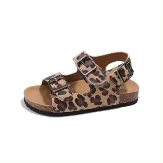 Sandalias de moda para niños y niñas, zapatos de playa con estampado de leopardo y punta abierta - 1
