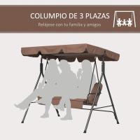 Columpio de Jardín de 3 Plazas Balance Exterior con Techo Ajustable y Marco de Acero Carga de 200kg - details 13