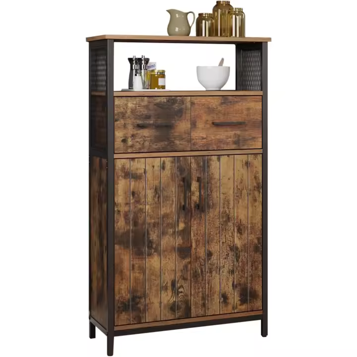 Estante de Almacenamiento Ajustable de Acero Estilo Industrial para Sala de Estar Cocina - 1