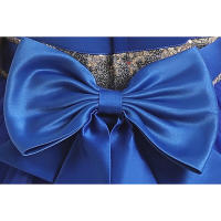 Vestido de niña elegante y moderno para princesa, con cola de malla y flores, ideal para presentaciones de piano. - details 9