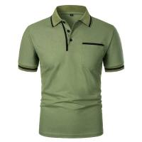 Camisetas transpirables de manga corta para hombre, polo ligero de color sólido, top básico suelto de moda con bolsillos, verano - details 9