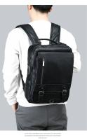 Mochila de cuero para hombre, bolso de negocios para ordenador portátil de 15,6 pulgadas, de gran capacidad, para viaje y colegio - details 11