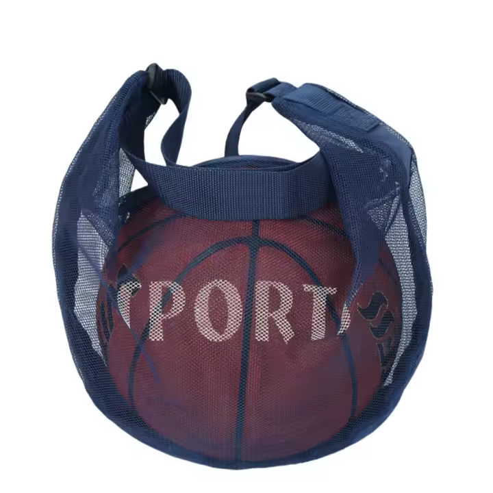 Bolsa de malla de baloncesto ajustable, bolso cruzado con bolsillo con cremallera de un solo hombro, estuche de almacenamiento de fútbol de tela de malla ligera - 1