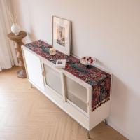 Camino de mesa de Jacquard con bandera de mesa, mantel de algodón con borlas, decoración de mesa Vintage gruesa - details 10