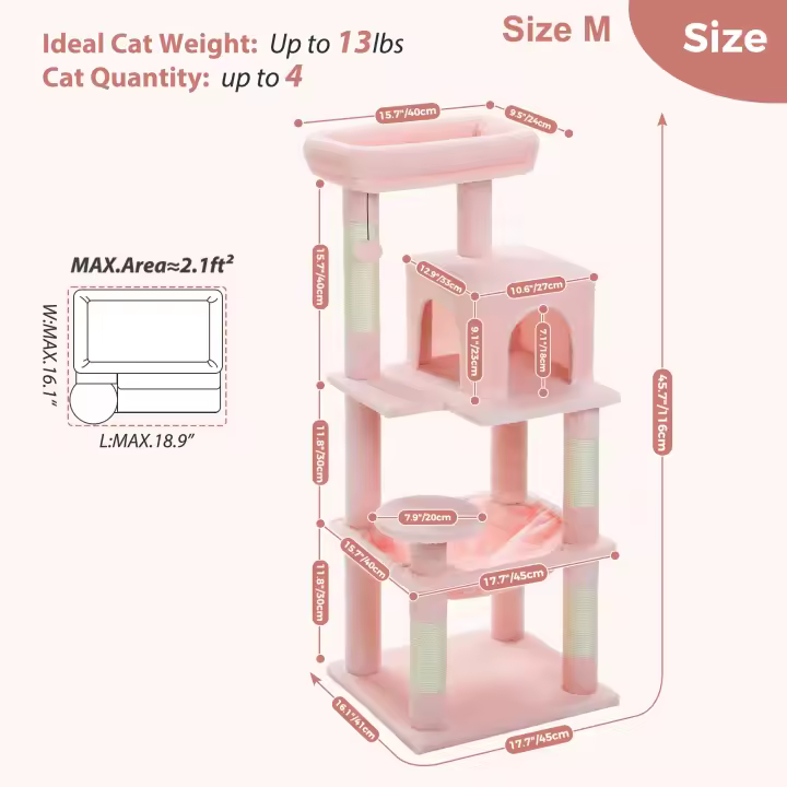 Árbol para gatos de lujo, torre de juego grande, centro de actividad, estable y estable, con hamaca y bonita casa - 1