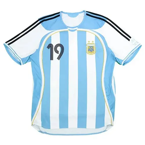 2006 Argentina Camiseta de fútbol local de Personalizada 10 RIQUELME 19 MESSI Retro Camiseta - 1