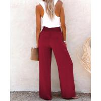 Pantalones de mujer con cintura elástica, pierna ancha, corte holgado, lino, estético, original, clásico, elegante y con estilo - details 9