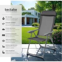 Conjunto Sillas Jardín Exterior de Aluminio, Respaldo Regulable y Reposacabezas, Conjunto Sillas Terraza Resistentes a Intemperie, Transpirable, Patas Reforzadas - 2 Tumbonas Gris - details 21