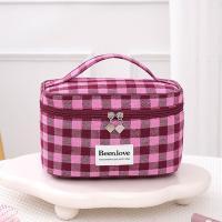 Bolsa de maquillaje a cuadros de gran capacidad, bolsa de aseo de viaje cuadrada de estilo coreano, bolsa de almacenamiento, bolsa de cosméticos de mano para mujer - details 6