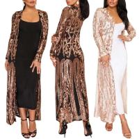 Maxi Abrigo de Séquin Elegante Blusa de Fiesta Abierta Vintage para Mujeres Moda de Cálida - details 17