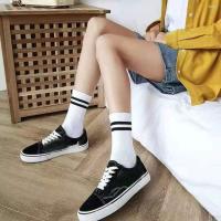 Invierno Harajuku moda deportes Unisex dos barras calcetines femeninos estilo coreano medias de tubo medio medias casuales - details 18