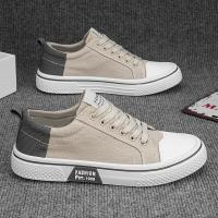 Zapatillas de lona informales para hombre: zapatos transpirables con cordones y suela de PVC antideslizante, diseño moderno en azul y blanco para uso informal - details 4