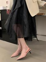 Nuevo stiletto tacones altos bolsa cabeza sandalias mujer francés con falda noche brisa vacío solo zapatos zapatos de mujer - details 3