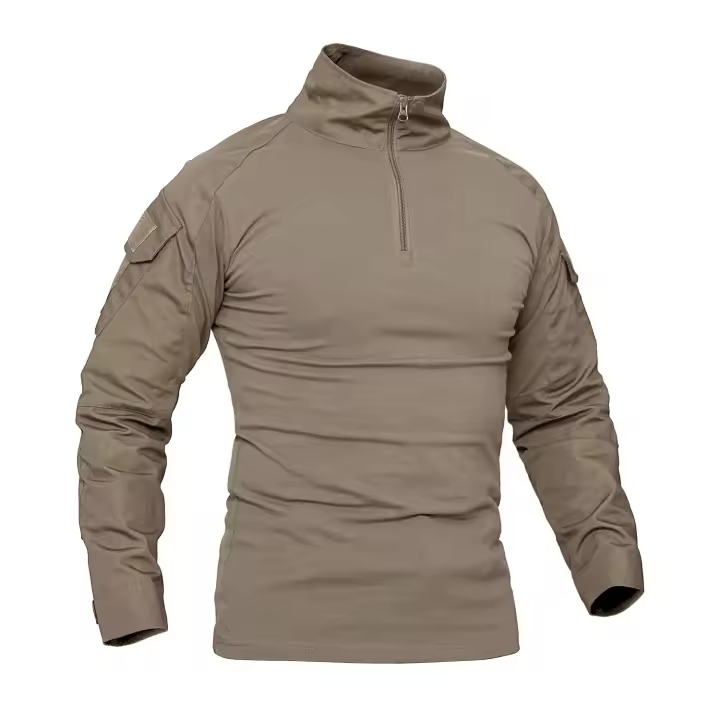 MAGCOMSEN-Camiseta de manga larga para hombre, camisa táctica con cremallera, 1/4 - 1