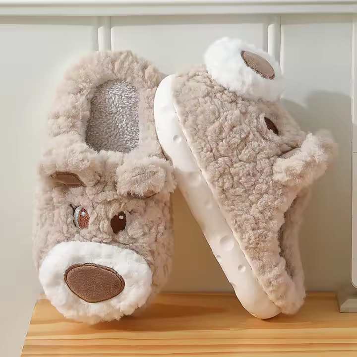 Casa interior pareja caliente fregona de algodón al por mayor zapatillas esponjosas de invierno para hombres. - 1