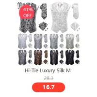 Chaleco de seda sólida para hombre, corbata de color champán, rosa, azul, verde, morado y rojo, gemelos de pañuelo, clips formales para boda y negocios - details 42