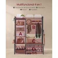 Perchero con Banco Zapatero 5 Estantes de Almacenaje y 9 Ganchos para Ropa Tamaño 40 x 120 x 190cm - details 17