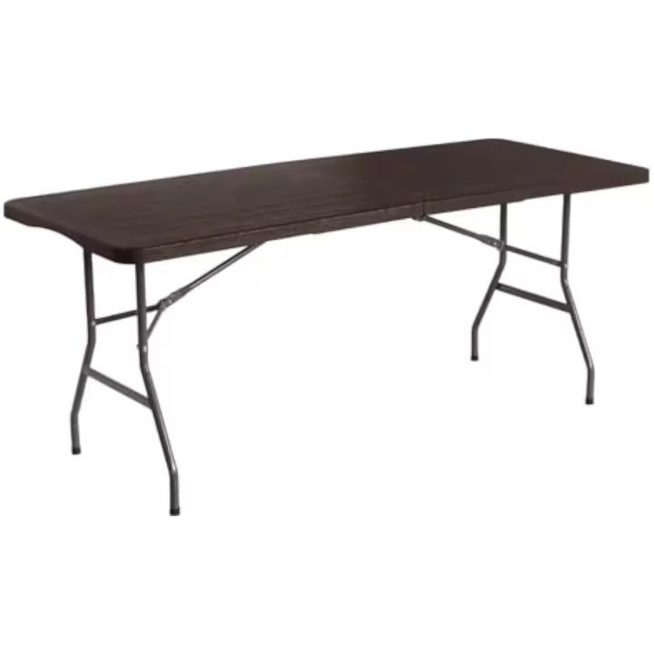 Mesa Plegable Rectangular Efecto Madera 180x74x74cm - 1
