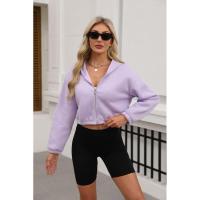 Sudadera con capucha y cremallera para mujer, estilo holgado, corto y plano, a la moda - details 23