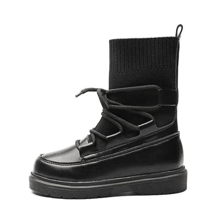 Bajo tubo fly-knit correas niñas botas niñas botas cortas calcetines botas marea - 1