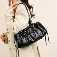 Bolso de hombro de piel sintética sintética para mujer |   Estilo Urbano Casual con Cierre de Hebilla |   Gran capacidad, diseño plisado. |   Ideal para oficina y compras. |   Disponible en marrón claro, negro, beige, café, bolso de mensajero - details 6