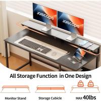 Escritorio de Ordenador con Soporte para Monitor Almacenamiento Reversible y Ganchos Para Juegos - details 4