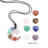 Juego de colgante de cristal Natural de 7 Chakras, Piedra en forma de corazón, grava colorida, energía, resina, luna, estrella, regalos - details 1