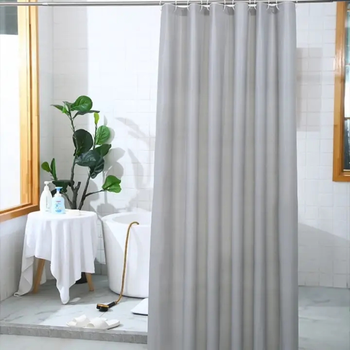 Cortinas de ducha opacas de Color sólido con gancho, cortina de partición impermeable a prueba de moho para Baño - 1