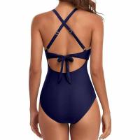 Bañadores de una pieza para mujer, traje de baño de cintura alta con recorte de Control de barriga, con lazo en la espalda, 1 pieza - details 17