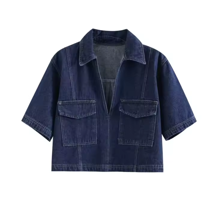 2024 Primavera/Verano novedad moda francesa estilo europeo y americano Casual versátil pantalones vaqueros cortos t para mujeres - 1