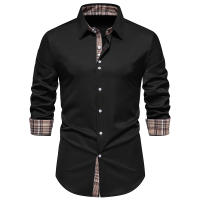 Camisa de Hombre a Cuadros Moda con Bloque de Colores para Primavera Arrivo Nuevo Manga Larga Casual para Fiesta Negocios Social - details 1