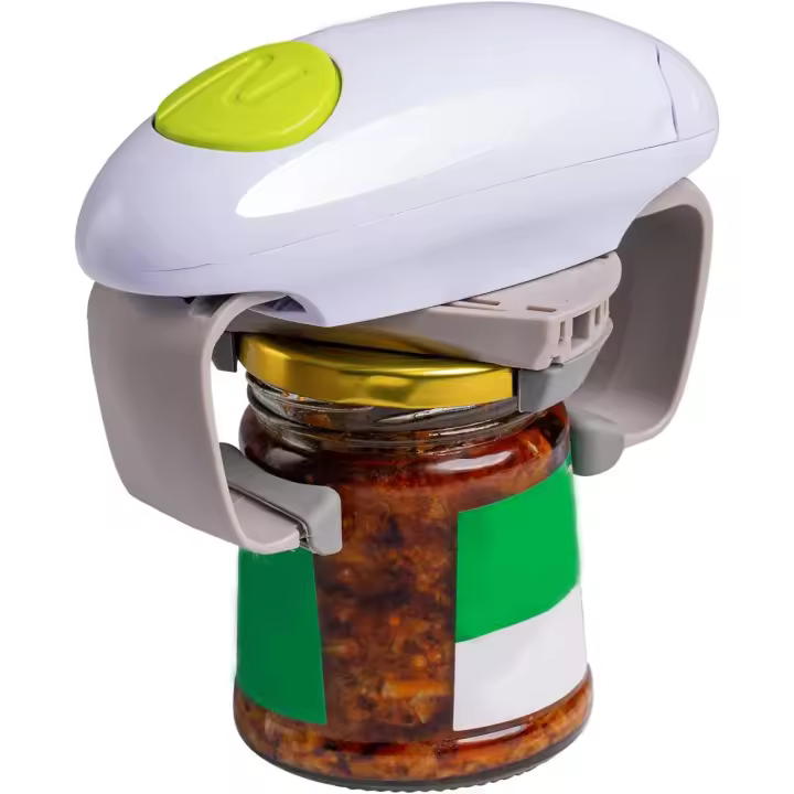 Abridor de tarros eléctrico, accesorio de cocina,el Abridor de manos libres con menos esfuerzo para abrir (blanco) - 1