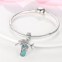 Colgante Charm Bead Plata de Ley 925 Coco Árbol Estrella de Mar Zapatillas Colgantes Pulsera Original para Fabricación de Joyas Regalo del Día de San Valentín - details 2