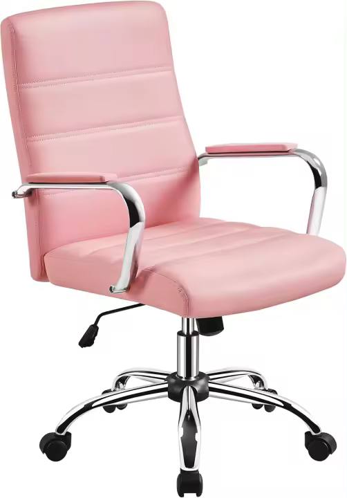 Silla Giratoria de Oficina Sillón de Trabajo con Respaldo Tapizado Asiento Sintético Altura Ajustable Blanco - 1