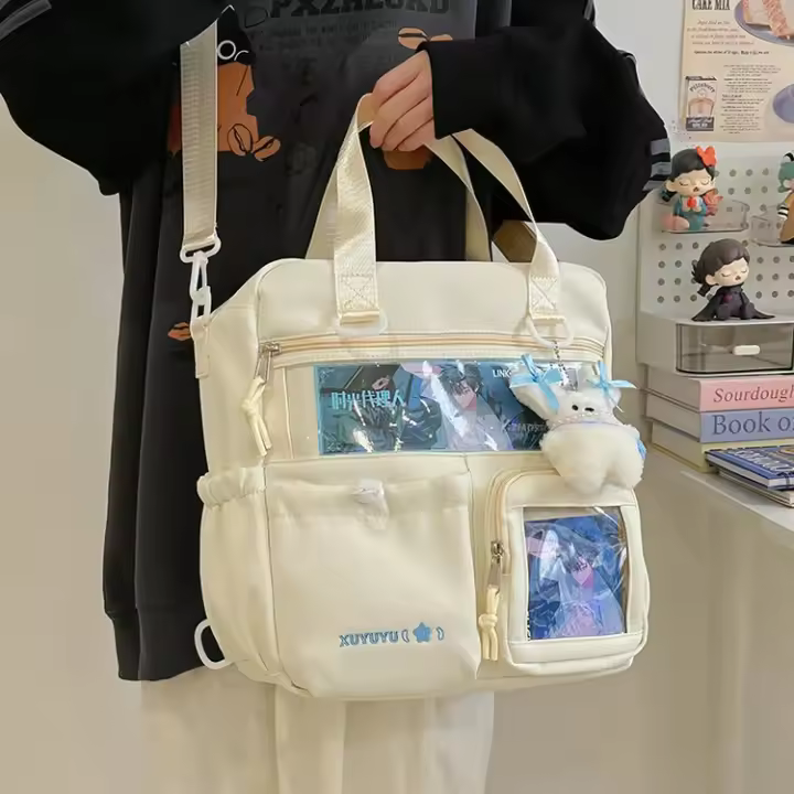 Bolso Bandolera Transparente Gran Capacidad Diseño de Dibujos Animados para Niñas Material de Nylon - 1