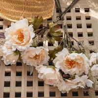 Ramo de flores de peonía artificiales de tacto Real, simulación de peonía hecha a mano de lujo, flores falsas realistas y elegantes, decoración del banquete de boda - details 4