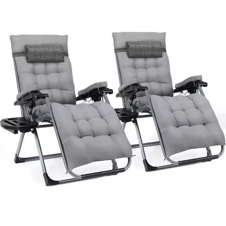 Sillón de salón de 2 uds, sillón de exterior de 5 posiciones, tumbona plegable con colchón, cuna de Camping plegable, sillones de exterior resistentes - 1