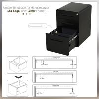 Archivador portátil con 3 cajones con cerradura y archivador para colgar, archivador de acero, 39 x 48 x 59 cm, color negro - details 5