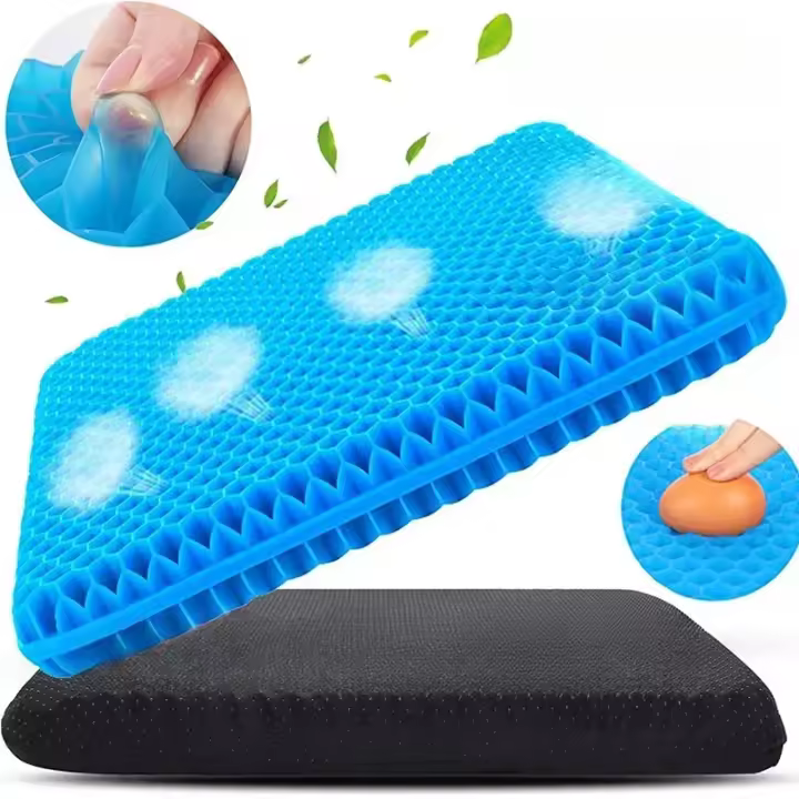 Cojín de gel para asiento de coche y oficina, cojín suave para aliviar la presión, transpirable, doble espesor, para verano - 1
